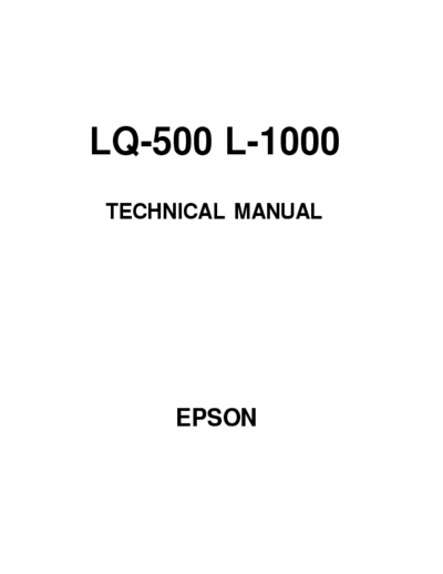 Epson LQ-500 Epson LQ-500 L-1000 Service Manual
